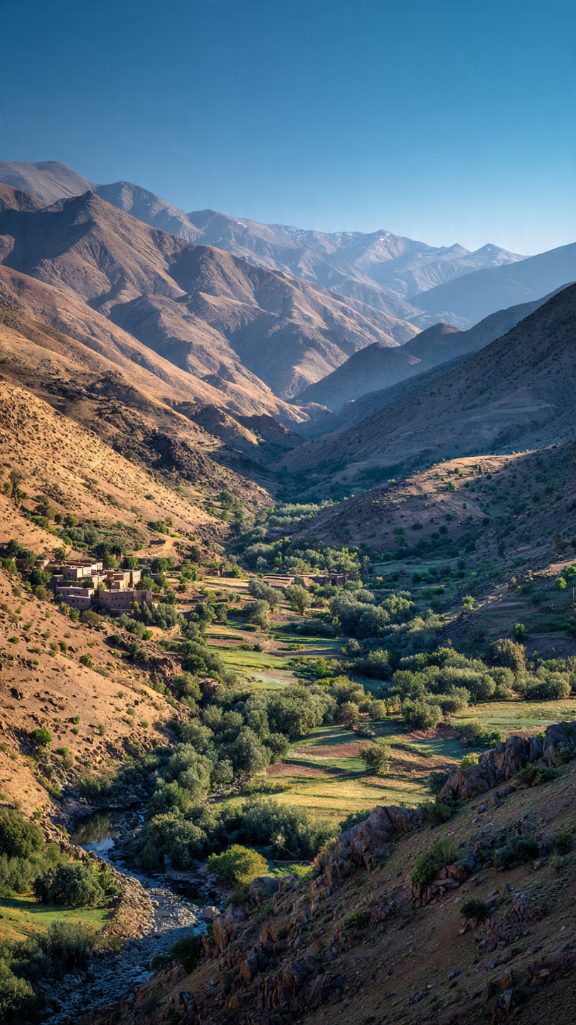Scenic mountain road through the High Atlas