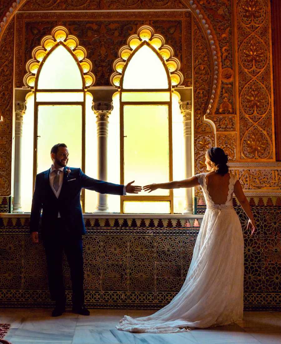 Bride in traditional Moroccan takchita wedding dress